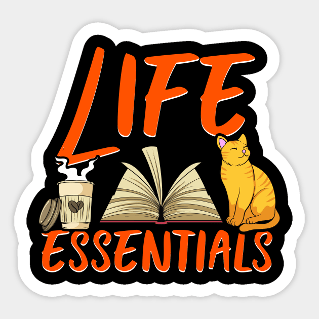 Adorable Life Essentials: Coffee Books & Cats Sticker by theperfectpresents